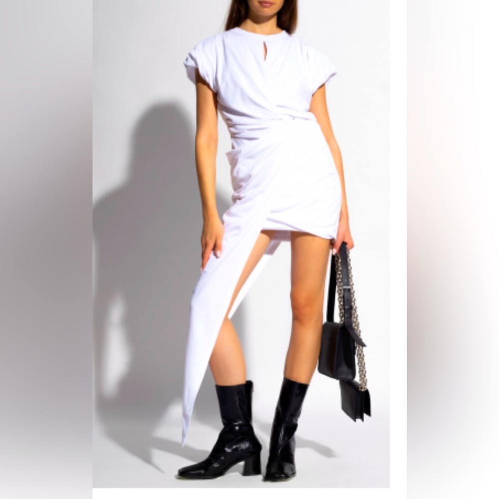 Alexander Wang WHITE Asymmetrical dress with logo